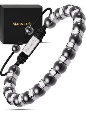 Stylish Silver Titan 8mm Hematite Magnetic Beaded Bracelet for Wellness